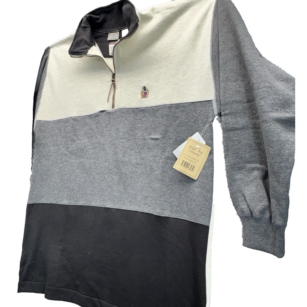 Vintage Bugle Boy 90s Y2K 1/4 Zip Pullover XL Colorblock Fleece Lined NWT NOS - Picture 4 of 11